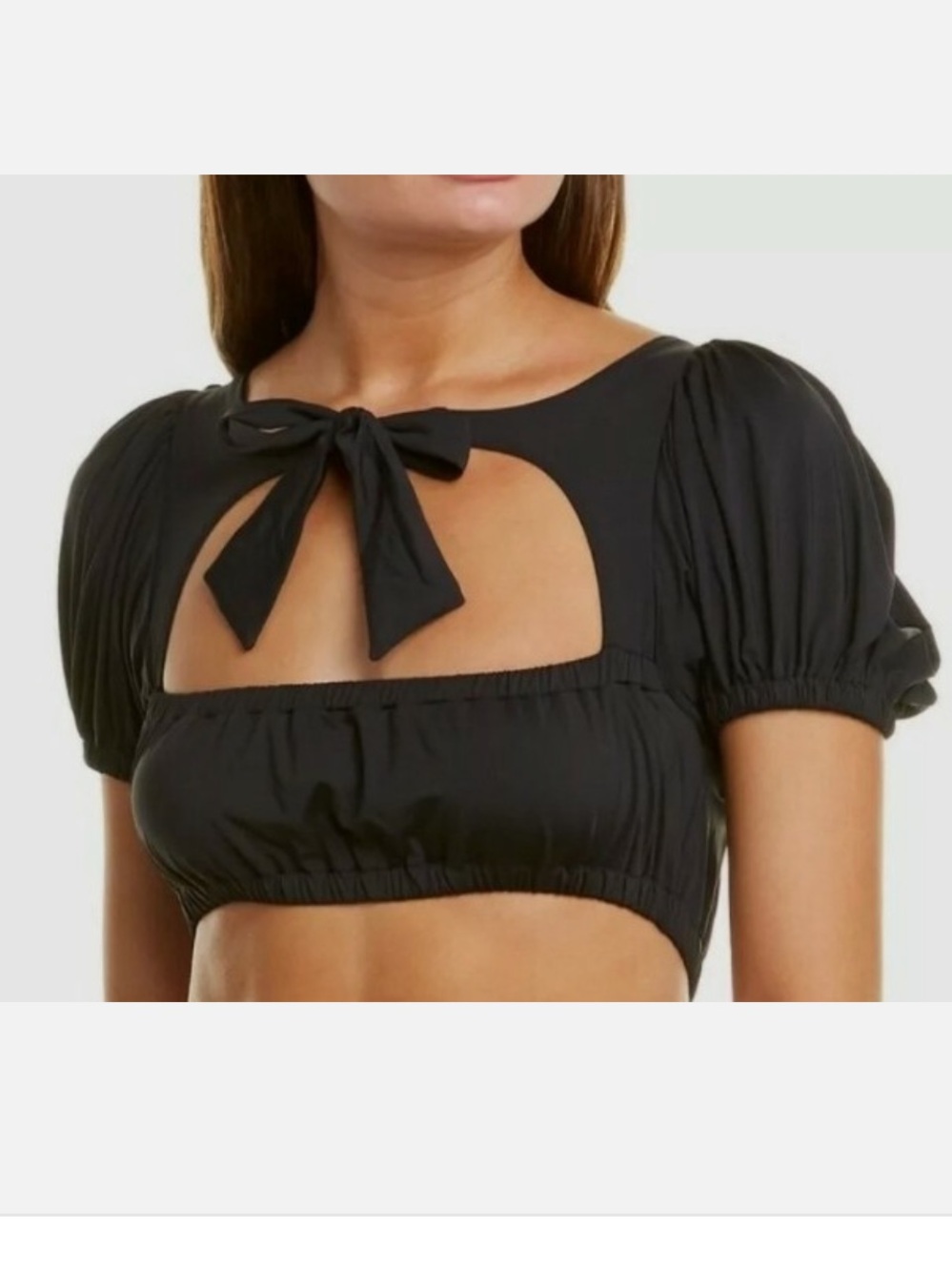 WEWOREWHAT LILT PUFF SLEEVE BIKINY TOP